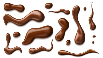 Chocolate drops isolated on white background. Vector realistic