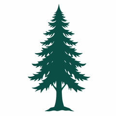 Pine tree silhouette vector illustration on white background