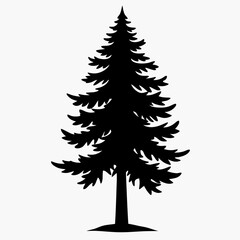 Pine tree silhouette vector illustration on white background