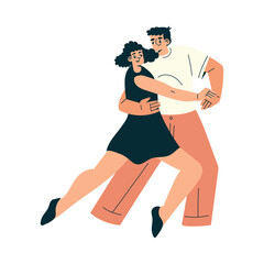 Man and Woman Couple at Musical Festival Dancing Have Rest Vector Illustration