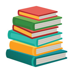 Stack of Books Drawing - Vector Illustration on White Background.