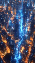 Fototapeta premium City of Digital Streams, Smart Cities and IoT Integration