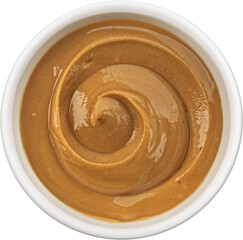 Peanut butter isolated on white background, top view