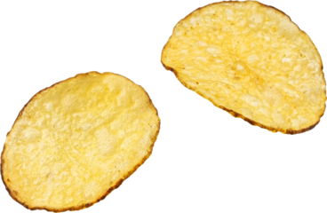 Kettle potato chips close up isolated on white background