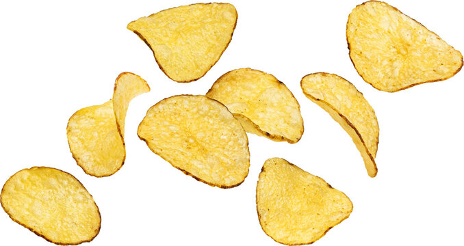 Kettle potato chips isolated on white background