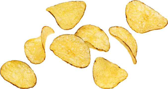 Kettle potato chips isolated on white background