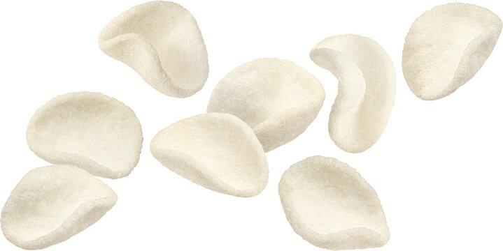 Shrimp chips isolated on white background with clipping path