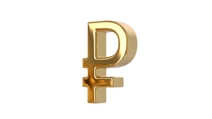 Russian Ruble currency symbol made of shiny gold material - 3d rendering, 3d Illustration 