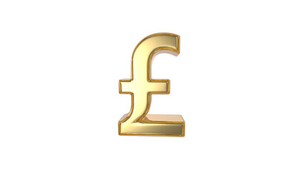 Pound or Pound sterling currency symbol of the United Kingdom in shiny gold - 3d Illustration, 3d rendering	