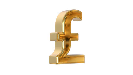 Pound or Pound sterling currency symbol of the United Kingdom in shiny gold - 3d Illustration, 3d rendering	