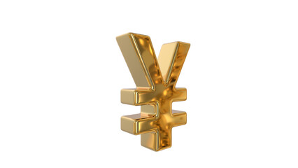 yen and yuan sign currency symbol used for the Japanese yen and the Chinese yuan currencies made of shiny gold - 3d Illustration, 3d rendering	