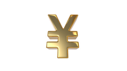 yen and yuan sign currency symbol used for the Japanese yen and the Chinese yuan currencies made of shiny gold - 3d Illustration, 3d rendering	