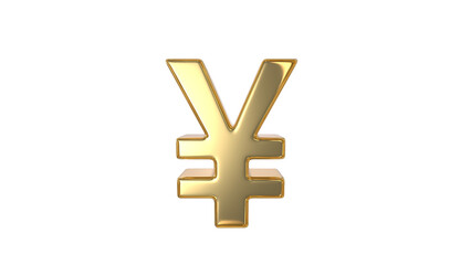 yen and yuan sign currency symbol used for the Japanese yen and the Chinese yuan currencies made of shiny gold - 3d Illustration, 3d rendering	