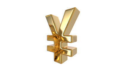 yen and yuan sign currency symbol used for the Japanese yen and the Chinese yuan currencies made of shiny gold - 3d Illustration, 3d rendering	