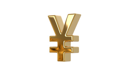 yen and yuan sign currency symbol used for the Japanese yen and the Chinese yuan currencies made of shiny gold - 3d Illustration, 3d rendering	