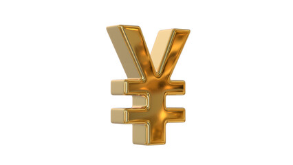 yen and yuan sign currency symbol used for the Japanese yen and the Chinese yuan currencies made of shiny gold - 3d Illustration, 3d rendering	