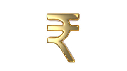 Indian Currency Rupee symbol made of shiny gold material - 3d rendering, 3d Illustration 