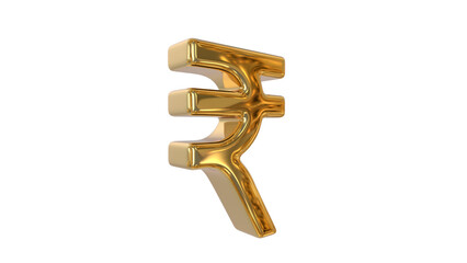 Indian Currency Rupee symbol made of shiny gold material - 3d rendering, 3d Illustration 