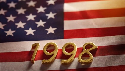 American Flag with Golden 1998 Numbers