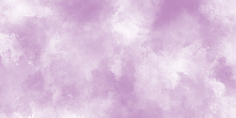purple or violet abstract wallpaper paint illustration with clouds, Rustic art design texture of white clouds on purple or pink paper, Purple color abstract watercolor background with white clouds.