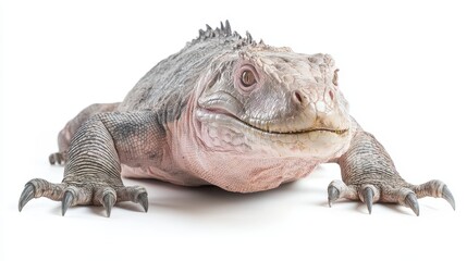 Obraz premium A lizard is laying on its back with its mouth open