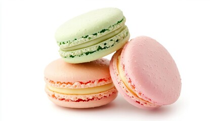 Fototapeta premium A delectable assortment of colorful macarons stacked elegantly, perfect for dessert lovers and culinary adventures.