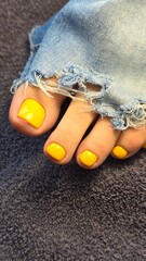 The beauty of the natural nails.Women's pedicure. New trendy nail arts.fashion and beauty concept