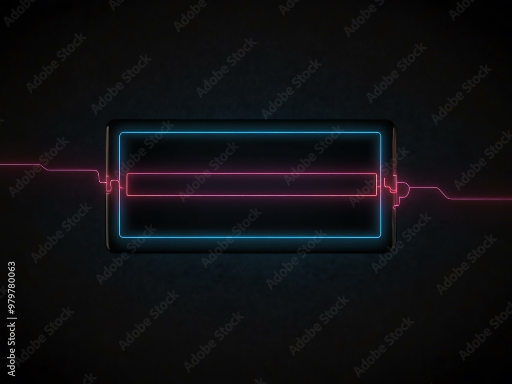 Poster neon loading bar animation on black background