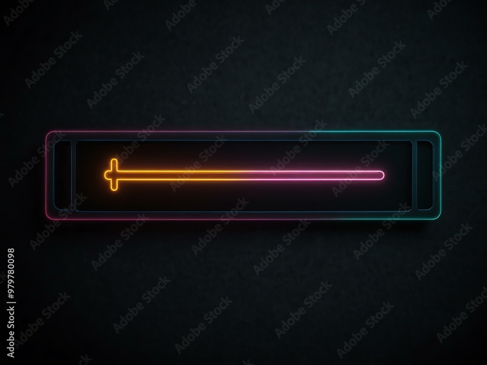 Poster neon loading bar animation on black background