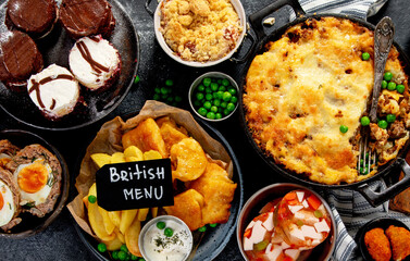 Popular English and Irish meals.