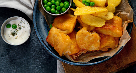  British traditional fish and potato chips