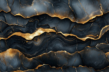 Black Marble with Gold Veins: Abstract Texture Background