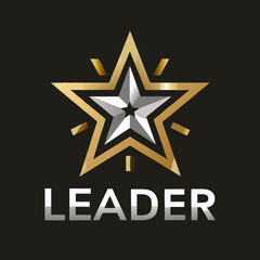 Fototapeta premium A logo featuring a gold and silver star with the word 