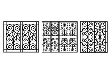 Iron window grill design vector template