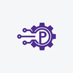 Abstract Vector Technology Logo With Letter P