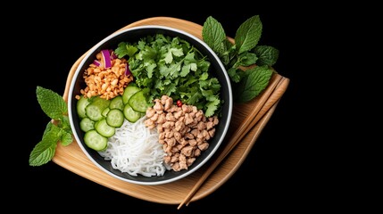 Isaan cuisine, traditional larb, spicy minced meat salad.