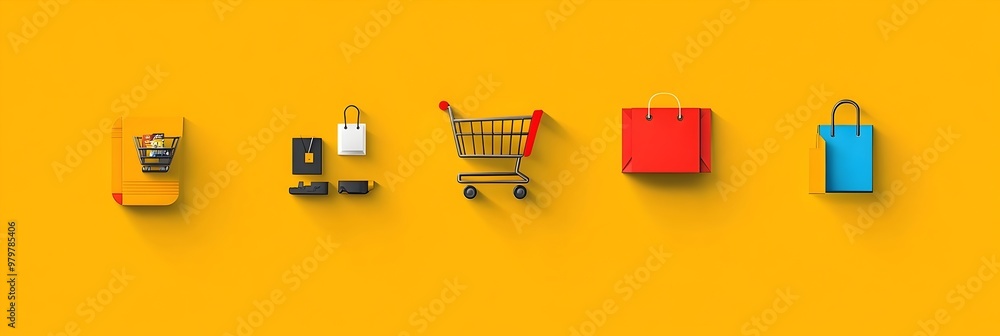 Wall mural Modern E Commerce Icons for Online Shopping Experiences