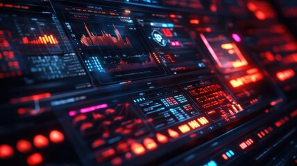 Obraz premium A futuristic financial interface, emphasizing digital finance and data visualization with modern technology.