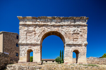 Roman Triumphal Arch in Medinaceli, Soria, Showcasing Ancient Architecture