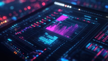 Fototapeta premium Digital financial tools on a tablet screen, emphasizing technology, finance, and data analysis.