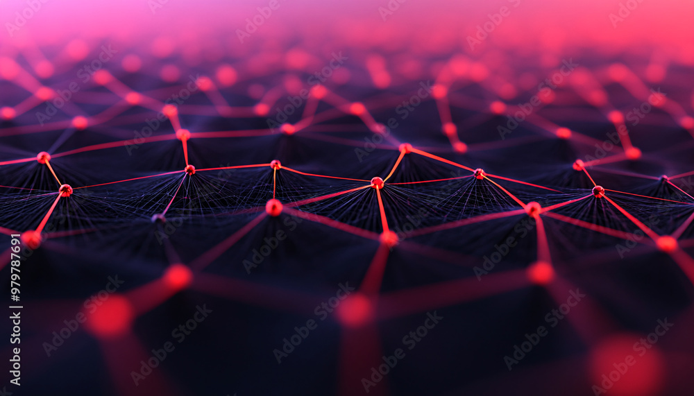 Poster abstract network structure with glowing nodes and connections, showcasing modern technology and digi