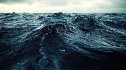 Fototapeta premium Oil spill in ocean. Black slick spreading on water surface.