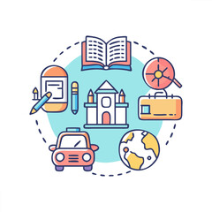 Fototapeta premium Back to school theme vector icon set