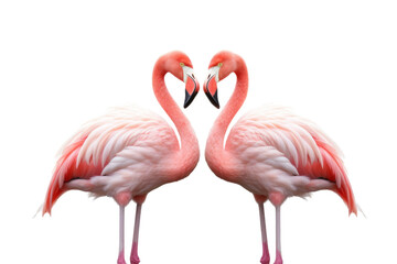 Pair of flamingos standing together in an urban pond, highlighting animals in pairs in unexpected habitats ,Isolated on transparent background.,Isolated on transparent background