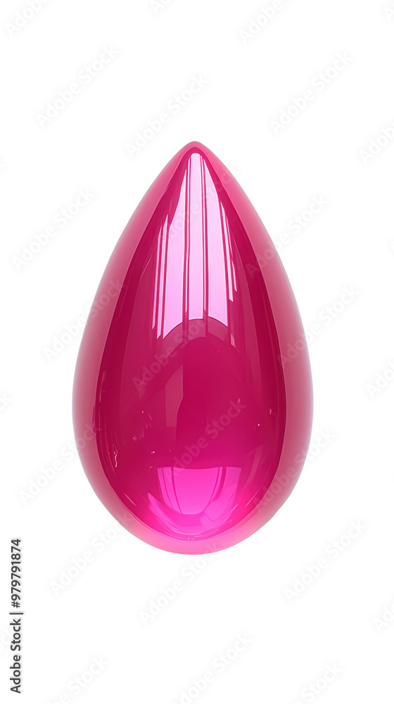 Aufkleber glossy pink teardrop-shaped object with reflective surface, perfect for design elements or abstract 