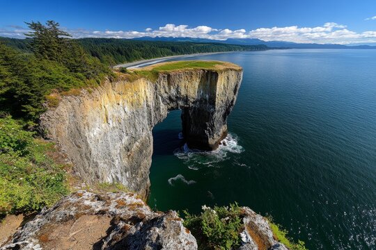 Olympic National Park's Cape Alava, the westernmost point of the contiguous United States, where cliffs meet the Pacific Ocean