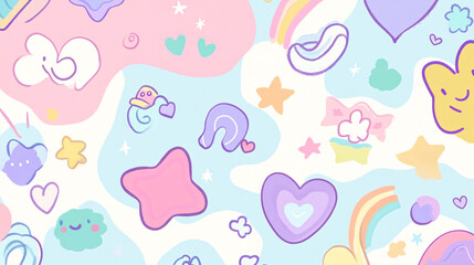 Cute Pastel Doodle Pattern