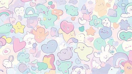 Cute Pastel Doodle Seamless Pattern