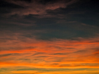 A Red Stormy Sky With Thunder and Dark Clouds