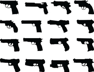 Black silhouettes of pistols 